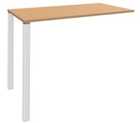 Table Lounge 2 Pieds - L140xH105xP80 cm - Pieds blanc - plateau imitation hêtre