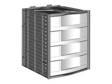 Module 4 tiroirs pour armoire à rideaux - hauteur 100 mm - gris/bleu