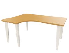 Bureau compact 90° à gauche EVIDENCE - Pieds blancs - Plateau imitation hêtre