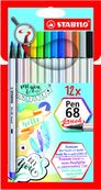 STABILO Pen 68 Brush - pen met vezelpunt (pak van 12)