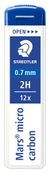 STAEDTLER Mars micro carbon - Potloodstift - 2H - 0.7 mm - pak van 12 - voor graphite 779