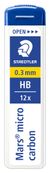 STAEDTLER Mars micro carbon - Potloodstift - HB - 0.3 mm - pak van 12 - voor graphite 760, 762, 779