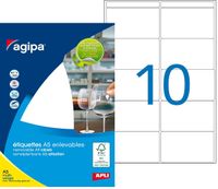 Apli Agipa - Etui A5 - 100 Étiquettes enlevables blanches multi-usages - 38,5 x 65 mm - coins arrondis - réf 114261