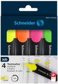 Schneider Job - Markeerstift - voor faxpapier - groen, geel, oranje, roze - inkt op waterbasis - 1-5 mm - pak van 4