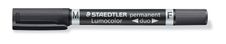 STAEDTLER Lumocolor duo - Stift met dubbele punt - permanent - zwart - 1.5 mm / 0.6 mm - gemiddeld / fijn