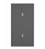 Armoire haute à rideaux EASY OFFICE - 110 x 204 x 41,5 cm - Corps et rideaux anthracite - Poignée grise