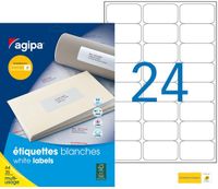 Apli Agipa - 600 Étiquettes adhésives blanches multi-usages - 63,5 x 33,9 mm - coins arrondis - réf 119641
