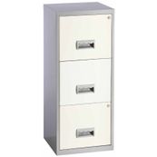 Classeur 3 tiroirs pour dossiers suspendus - 95,7 x 40 x 40 cm - alu/blanc