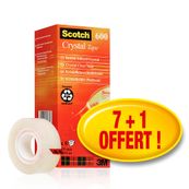 Scotch Crystal 600 - Kantoortape (8 rollen) - 19 mm x 0.33 m - transparant
