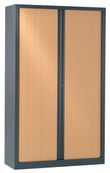 Armoire haute monobloc à rideaux ETIC - 198 x 120 cm - anthracite/imitation hêtre