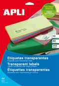 Apli Agipa - 40 Étiquettes adhésives transparentes - 105 x 148 mm - Impression jet d'encre - coins droits - réf 12964