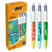 BIC 4 Colours Velours - balpen met 4 kleuren (pak van 12)