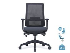 Fauteuil de bureau BRIAN - accoudoirs réglables - appui-tête en option - dossier en résille - noir