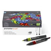 Winsor & Newton ProMarker Brush Essential Collection - stel borstelpen en stift (pak van 48)