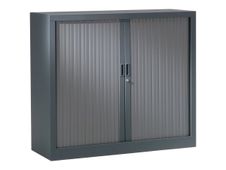 Armoire basse monobloc à rideaux GENERIC - 100 x 120 x 43 cm - anthracite/anthracite
