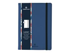 Oberthur Carmen - Notitieboek - genaaid en gebonden - A6 - 100 vellen / 200 pagina's - ivoorkleurig papier - van lijnen voorzien - blauwe hoes - synthetisch