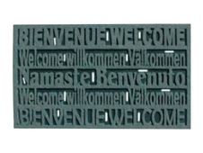 Tapis caoutchouc floqué - Bienvenue - 45 x 76 cm - gris