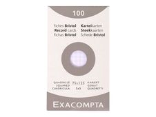 Exacompta - Registratiekaart - 75 x 125 mm - wit - van ruiten voorzien (pak van 100)