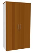 Armoire haute EXPRIM/LOFTER - H180 x L80 x P47 - 2 portes - Corps Blanc perle - Dessus et portes imitation Merisier
