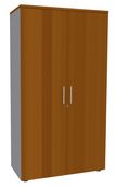 Armoire haute IRIS - H180 x L80 x P47 - 2 portes - Corps aluminium - Dessus et portes imitation Merisier