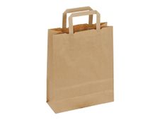 Sac Kraft Brun avec Poignées Plates – Lot de 250, 32+16x42 cm – Grand Format, Solide et Écologique