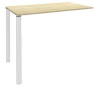 Table Lounge 2 Pieds - L140xH105xP80 cm - Pieds blanc - plateau imitation érable