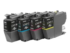 Brother LC421 - pack de 4 - noir, jaune, cyan, magenta - cartouche d'encre originale