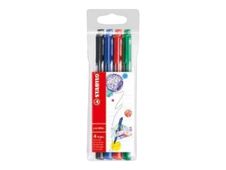 STABILO pointMax - Pen met vezelpunt - zwart, smaragdgroen, karmozijn, ultramarine blauw - inkt op waterbasis - 0.8 mm - groot - pak van 4