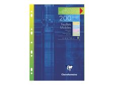 Clairefontaine - feuilles simples A4 - 200 pages - petits carreaux (5x5 mm) - perforées - coloris assorties
