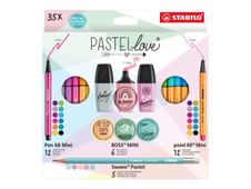 STABILO Pastellove Special Edition - highlighter, fineliner, marker and pencil set - zwart, blauw, geel, oranje, violet, roze, lichtgroen, turquoise, lila, appelgroen, donkerblauw, ijsgroen, lichtlila, lichtoranje, vleugje turkoois, vleugje mint, stofgrij