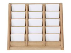 Promocome - Présentoir de carte de visites mural - 3 x 5 compartiments - bois foncé