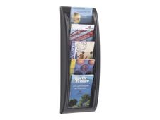 Paperflow MURAL QUICK FIT - Literatuurhouder - te bevestigen aan wand - 5 compartimenten - voor A5 - zwart, transparant