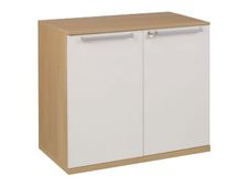 Rangement bas SLIVER - L80 x H75 x P45 - 2 portes - Chêne fil et blanc