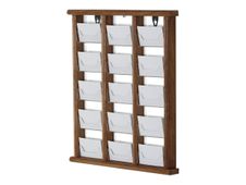 Promocome - Présentoir de cartes de visite mural - 3 x 5 compartiments - finition bois foncé