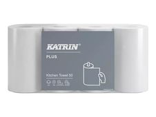 Katrin Plus papieren doekje - 50 vellen - rol - 11.5 m - wit (pak van 4)