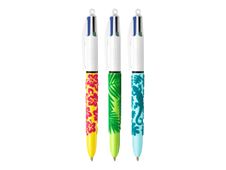 BIC 4 Colours Velours - balpen met 4 kleuren - zwart, rood, blauw, groen (pak van 3)