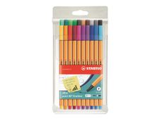 STABILO point 88 - fijnschrijver - zwart, rood, blauw, groen, geel, oranje, bruin, violet, roze, lichtgroen, turquoise, olijfgroen, crimson, ultramarijn, lila, donkergrijs, lichtgrijs, donkeroker, ijsgroen, azuur (pak van 20)