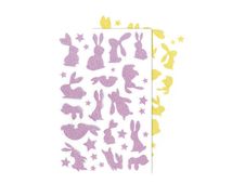 Maildor - 2 feuilles gommettes lapins - jaune et rose