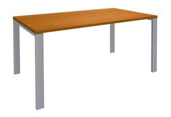 Bureau simple IRIS - L140 cm - Plan de départ - Pieds aluminium - plateau imitation Merisier