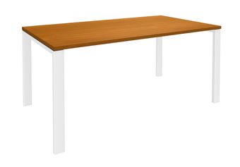Bureau simple IRIS - L160 cm - Plan de départ - Pieds blanc - plateau imitation Merisier