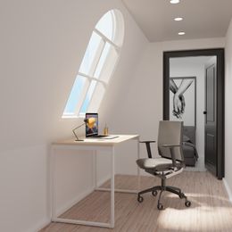 EasyHome - Bureau télétravail LV12 110 cm - chêne - pieds blancs