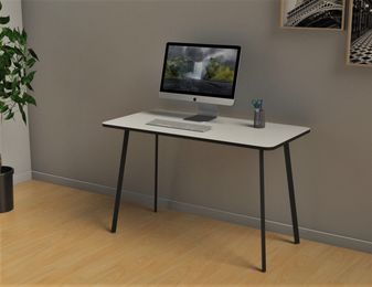 Bureau home office HOPM - 114 x 60 cm - pied noir et plateau blanc