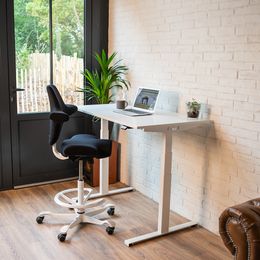 Bureau électrique UGO - L160x80cm - pieds blancs - plateau blanc laqué