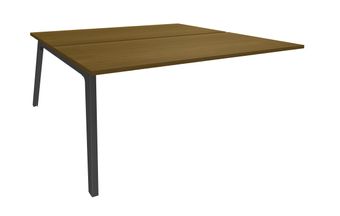 Bureau double STEELY - L180 cm - Double face Suivant - Pieds carbone - plateau imitation noyer