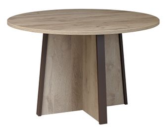 Table de réunion ronde MAMBO - Chêne/chocolat
