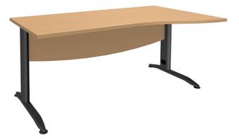 Bureau droit IDRA - Vague à droite - L160 cm - Pieds anthracite - Plateau imitation Hêtre