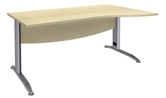 Bureau droit IDRA - Vague à droite - L140 cm - Pieds alu - plateau imitation Erable