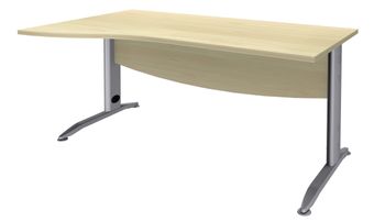 Bureau droit IDRA - Vague à gauche - L160 cm - Pieds alu - plateau imitation Erable