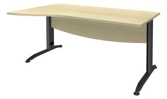 Bureau droit IDRA - Vague à gauche - L160 cm - Pieds anthracite - plateau imitation Erable