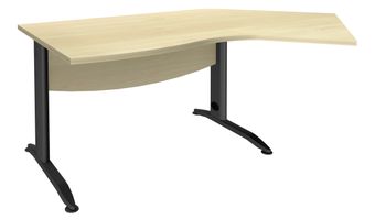 Bureau 135° IDRA - retour d'angle à droite - L180 cm - Pieds anthracite - plateau imitation Erable